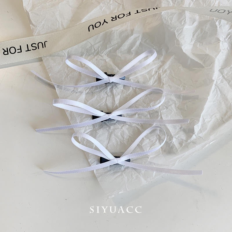 Hot thin ribbon multi-color bow hairpin sweet ballet style ribbon hair accessories super fairy braided hairdress