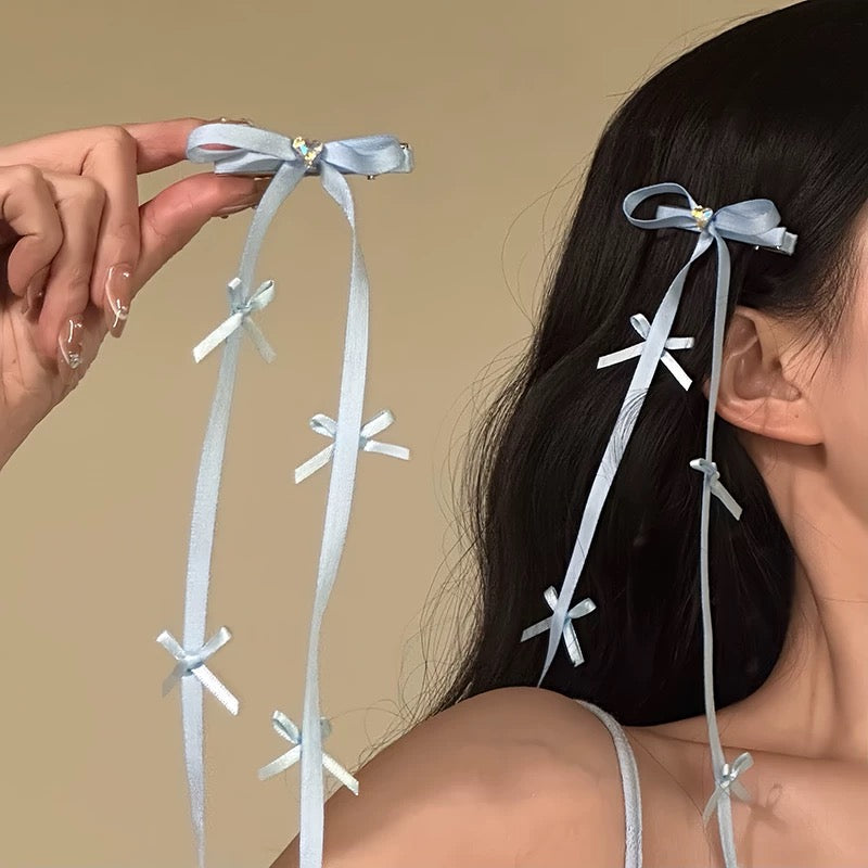 2025 new ballet style small hairpin headdress hair accessories Super fairy colorful ribbon bow long tassel hairpin for girls for women