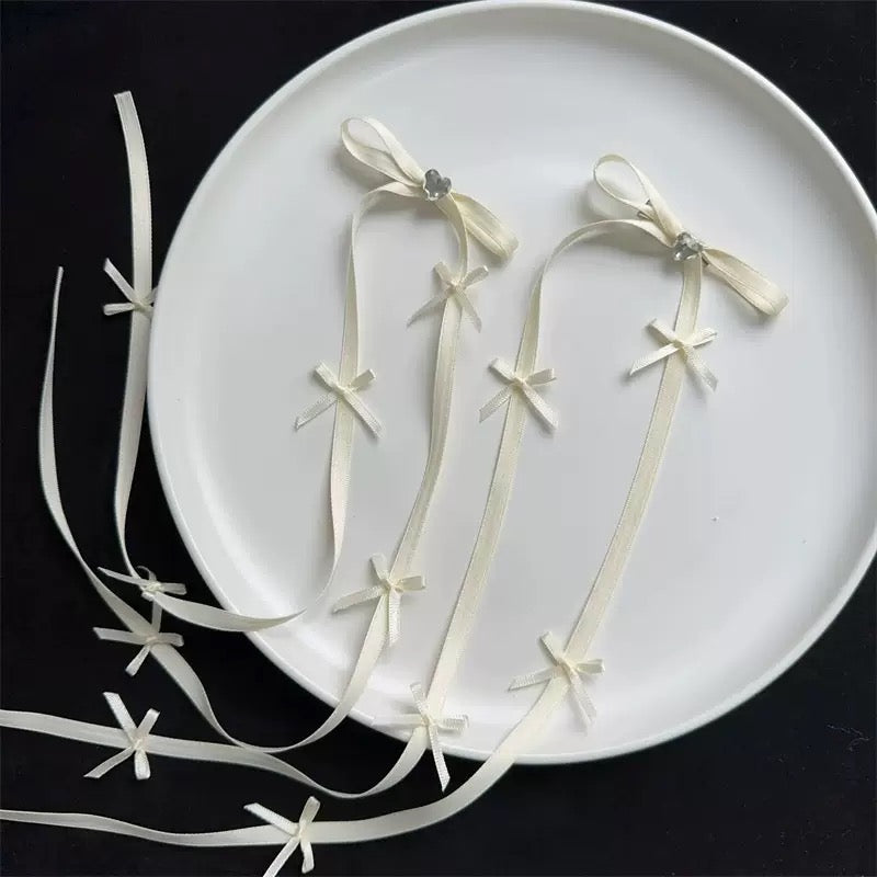 2025 new ballet style small hairpin headdress hair accessories Super fairy colorful ribbon bow long tassel hairpin for girls for women