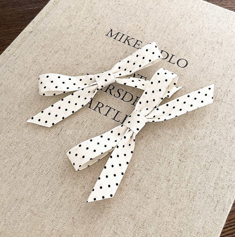 2025 new hair accessories ballet style bow polka dot ribbon mini clip double ponytail hairpin for girls women