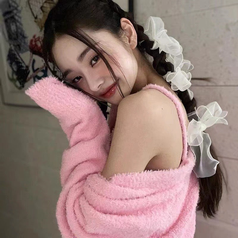 Song Ji-ah's same ins style headband mesh bow ribbon hair accessories