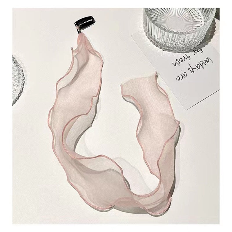 Song Ji-ah's same ins style headband mesh bow ribbon hair accessories