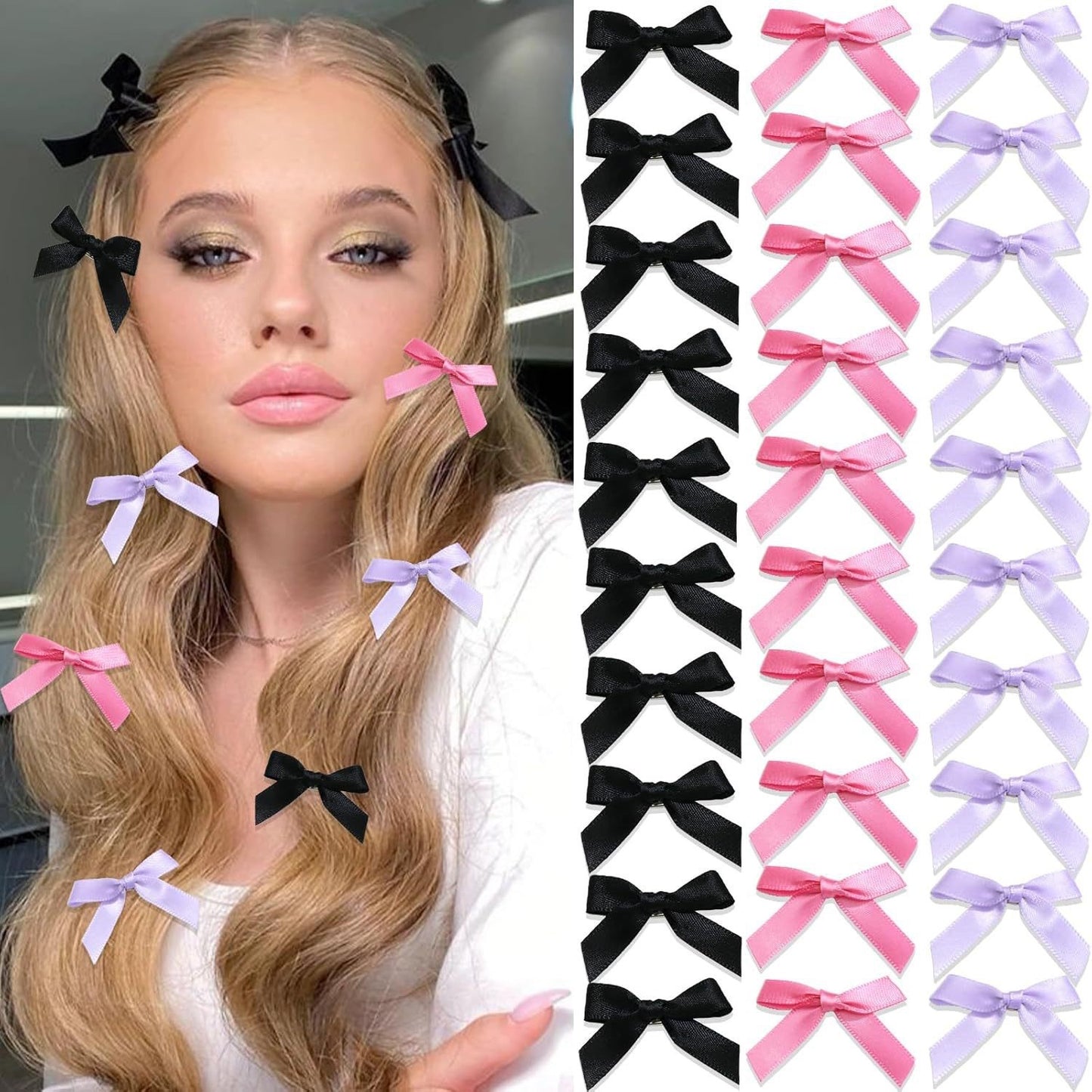 Hot colorful bow hairclips hair accessories for different diy hair styles