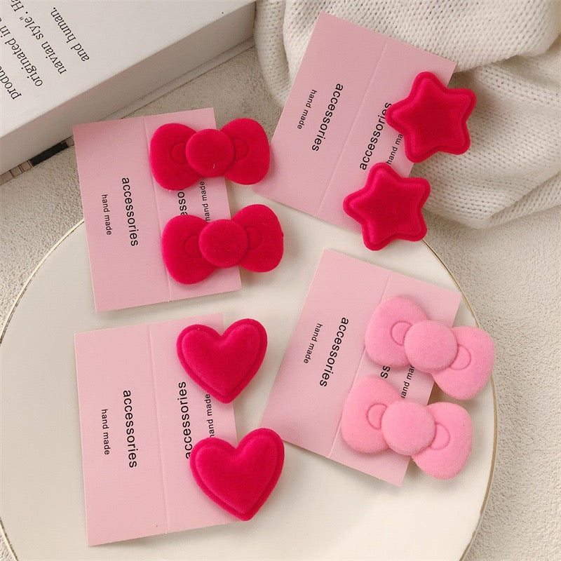 Ins style velvet bow love star hair clips hair accessories