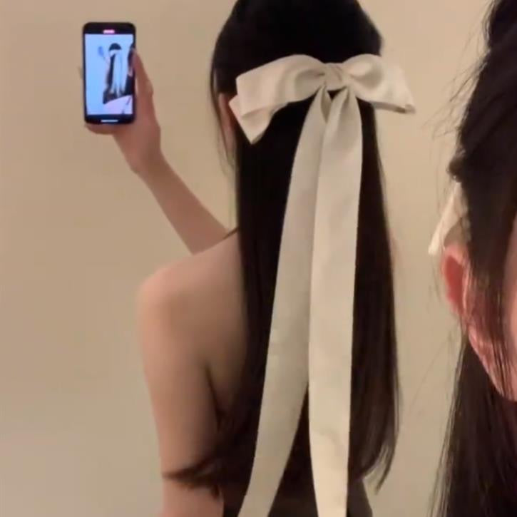 Popular French lazy ribbon headdress Jennie same style oversized bow hairpin female top picks top clip spring clip