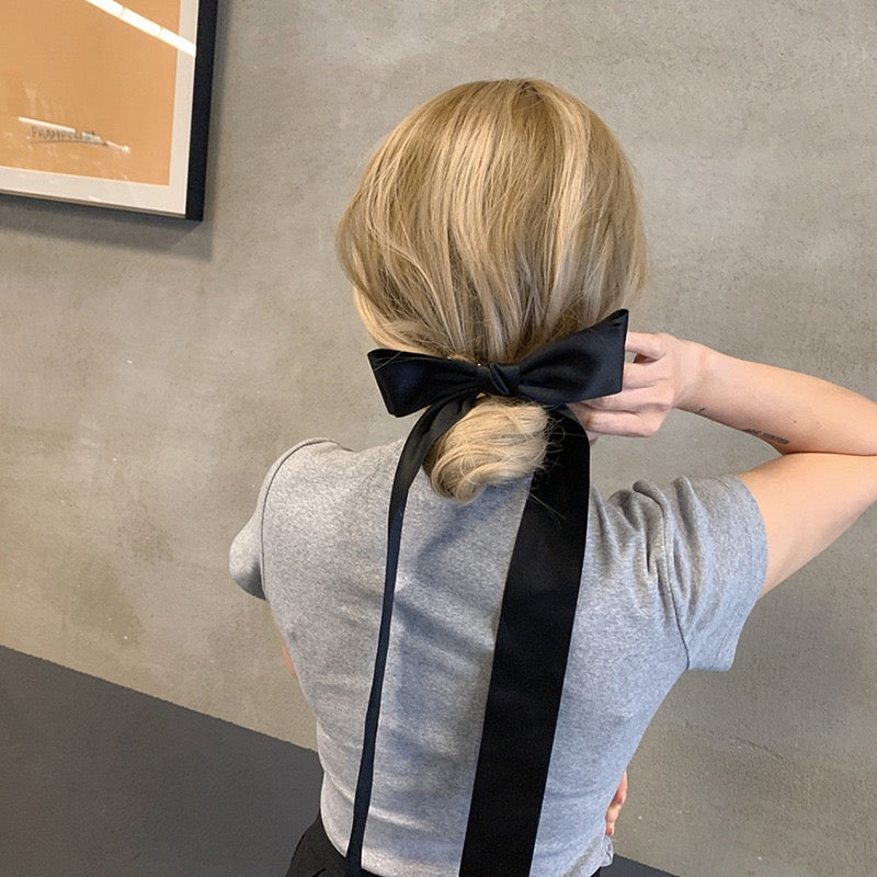 Popular French lazy ribbon headdress Jennie same style oversized bow hairpin female top picks top clip spring clip