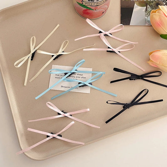 Hot thin ribbon multi-color bow hairpin sweet ballet style ribbon hair accessories super fairy braided hairdress