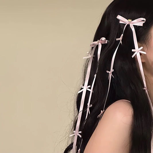 2025 new ballet style small hairpin headdress hair accessories Super fairy colorful ribbon bow long tassel hairpin for girls for women