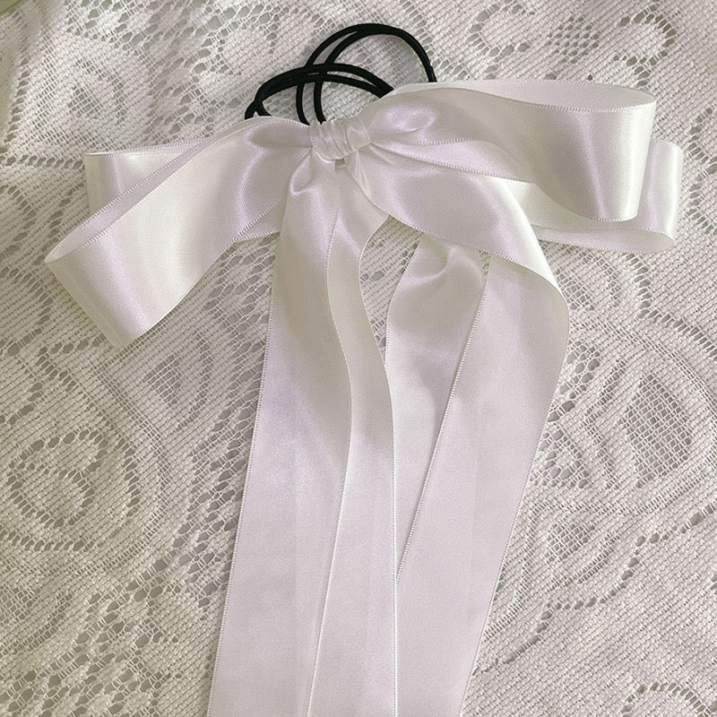 2025 new French style beautiful Korean ballet style ribbon bow hair accessories fairy double ponytail hair rope new headdress