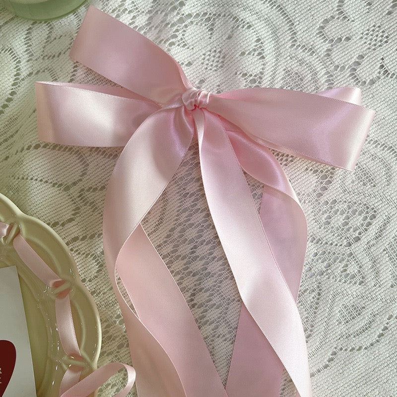 2025 new French style beautiful Korean ballet style ribbon bow hair accessories fairy double ponytail hair rope new headdress
