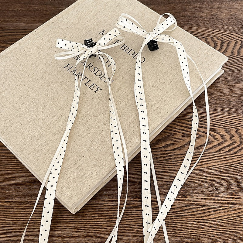 2025 new hair accessories ballet style bow polka dot ribbon mini clip double ponytail hairpin for girls women