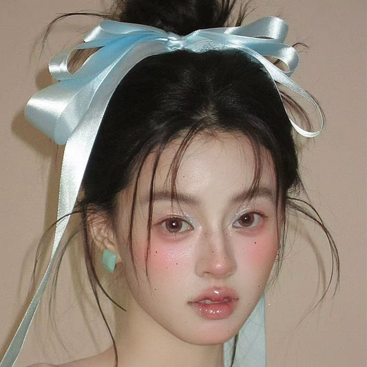 Top picks Long blue large bow streamer hair accessories with hairpin top clip sweet and elegant bridal headdress for taking photos