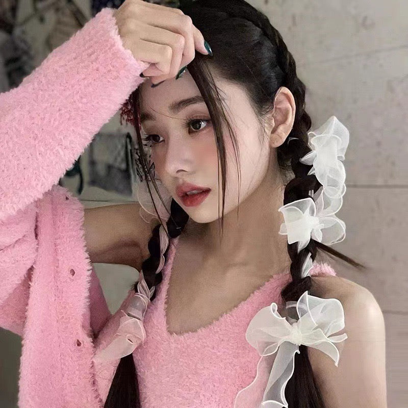 Song Ji-ah's same ins style headband mesh bow ribbon hair accessories