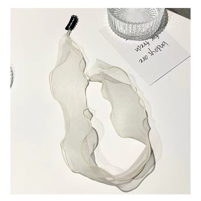 Song Ji-ah's same ins style headband mesh bow ribbon hair accessories