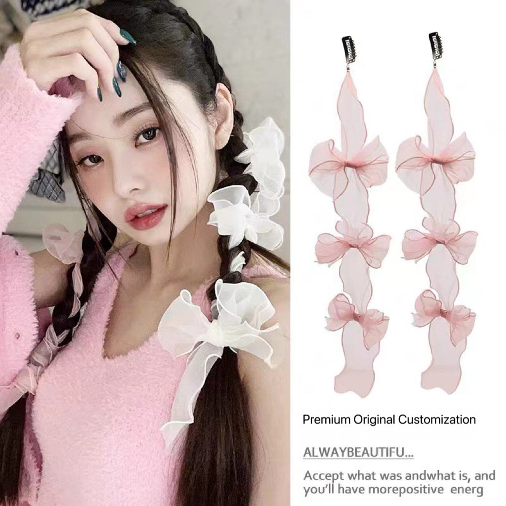 Song Ji-ah's same ins style headband mesh bow ribbon hair accessories