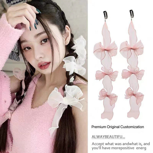 Song Ji-ah's same ins style headband mesh bow ribbon hair accessories