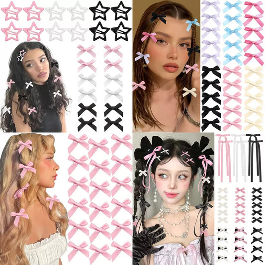 Hot colorful bow hairclips hair accessories for different diy hair styles