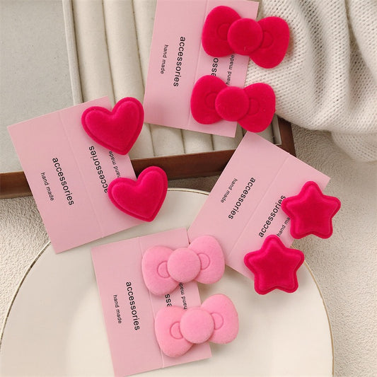 Ins style velvet bow love star hair clips hair accessories