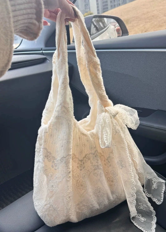 Korean style fresh lace flower canvas bag