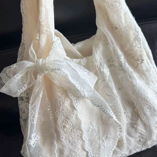 Korean style fresh lace flower canvas bag